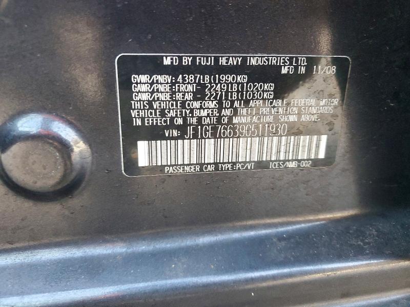 Продаж на аукціоні авто 2009 Subaru Impreza, vin: JF1GE76639G511930, номер лоту: 76222245
