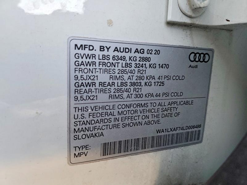 Продаж на аукціоні авто 2020 Audi Q7, vin: WA1LXAF74LD006488, номер лоту: 75631475
