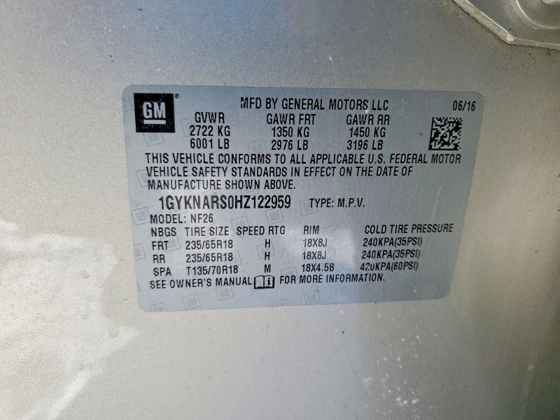 Продаж на аукціоні авто 2017 Cadillac Xt5, vin: 1GYKNARS0HZ122959, номер лоту: 75850215