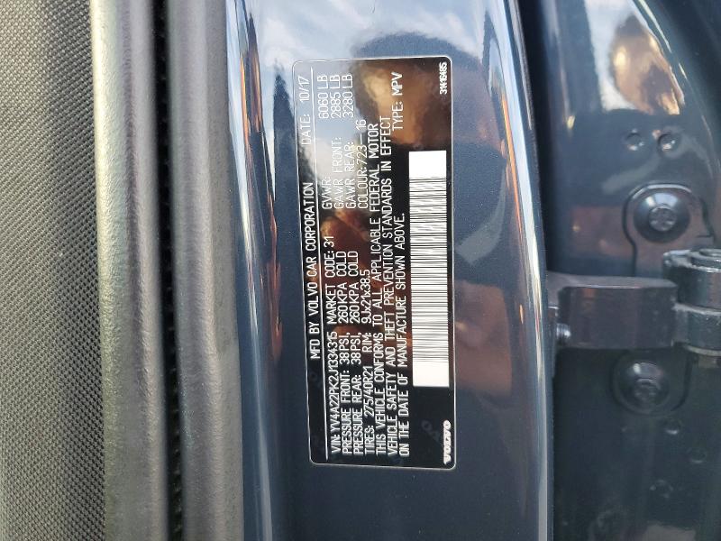 75483465 :رقم المزاد ، YV4A22PK2J1334315 vin ، 2018 Volvo Xc90 مزاد بيع