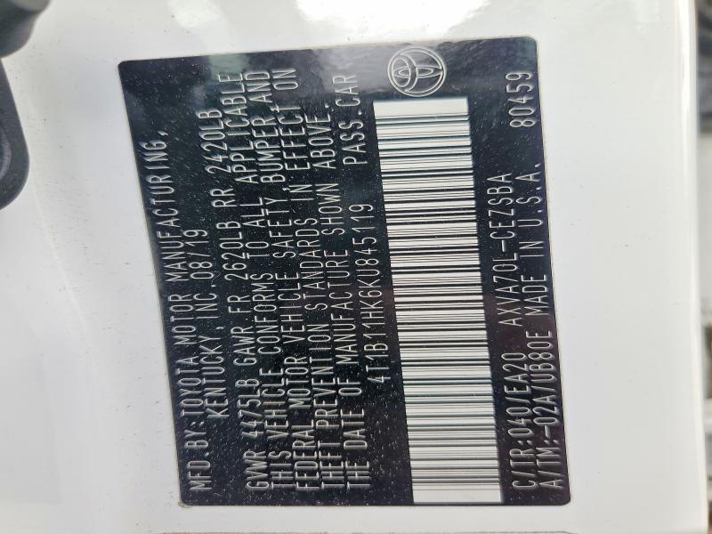 78564145 :رقم المزاد ، 4T1B11HK6KU845119 vin ، 2019 Toyota Camry مزاد بيع