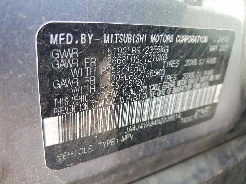 79371895 :رقم المزاد ، JA4J4VA84NZ008514 vin ، 2022 Mitsubishi Outlander مزاد بيع