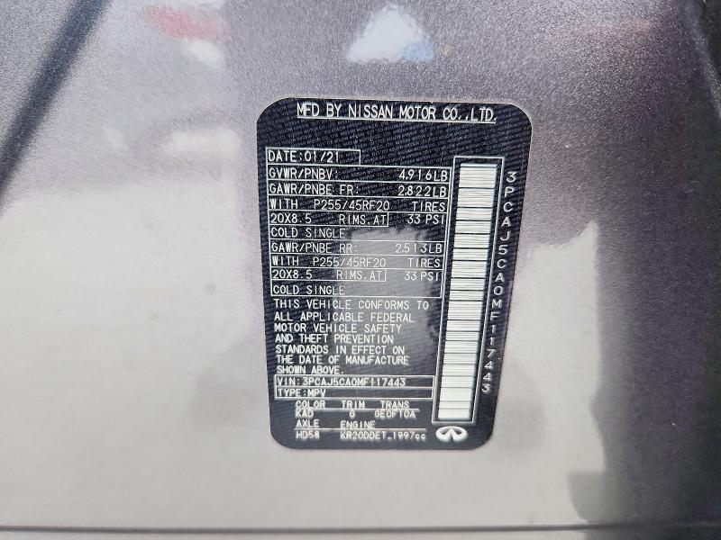 Продажа на аукционе авто 2021 Infiniti Qx50, vin: 3PCAJ5CA0MF117443, номер лота: 74506975