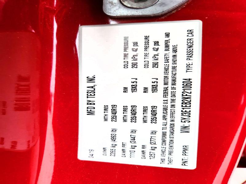 Aukcja sprzedaży 2019 Tesla Model 3, vin: 5YJ3E1EB2KF210604, numer aukcji: 75363615