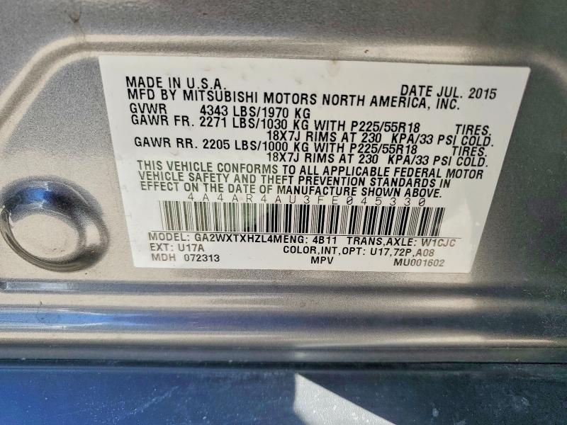 Продаж на аукціоні авто 2015 Mitsubishi Outlander Sport, vin: 4A4AR4AU3FE045330, номер лоту: 77920105