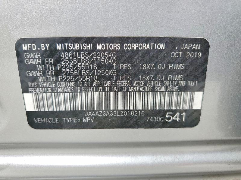 Aukcja sprzedaży 2020 Mitsubishi Outlander, vin: JA4AZ3A33LZ018216, numer aukcji: 79272885