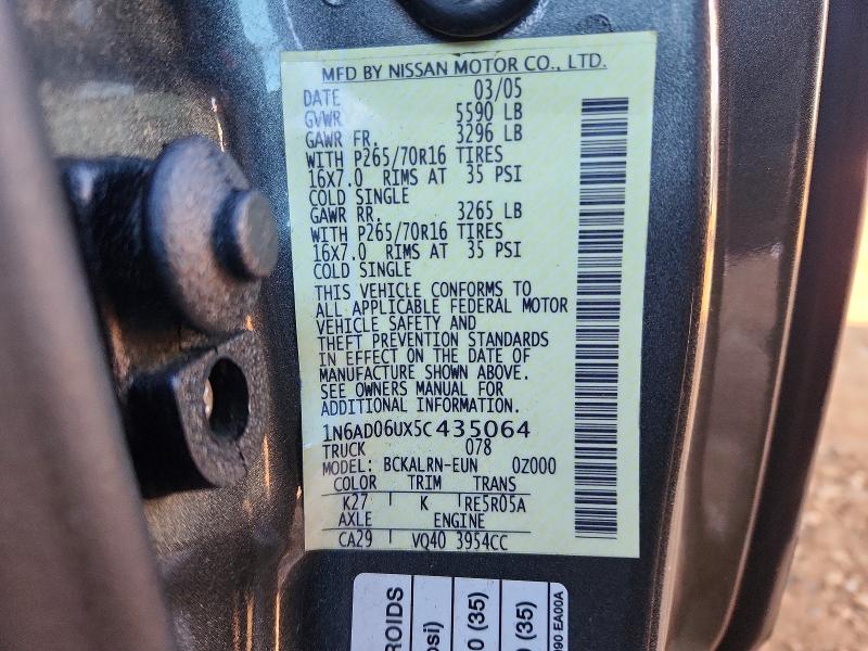 Aukcja sprzedaży 2005 Nissan Frontier, vin: 1N6AD06UX5C435064, numer aukcji: 76648155