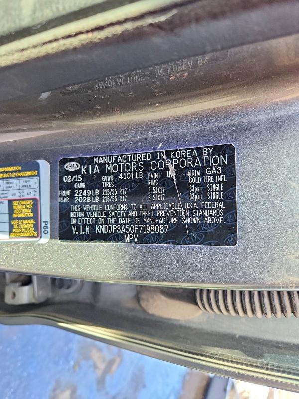 78523745 :رقم المزاد ، KNDJP3A50F7198087 vin ، 2015 Kia Soul مزاد بيع