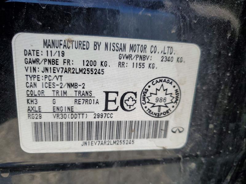 2020 Infiniti Q50 მანქანა იყიდება აუქციონზე, vin: JN1EV7AR2LM255245, აუქციონის ნომერი: 77273755