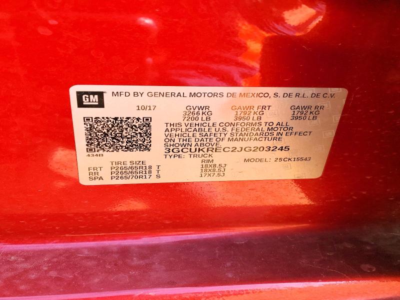 Продажа на аукционе авто 2018 Chevrolet Silverado, vin: 3GCUKREC2JG203245, номер лота: 76818565