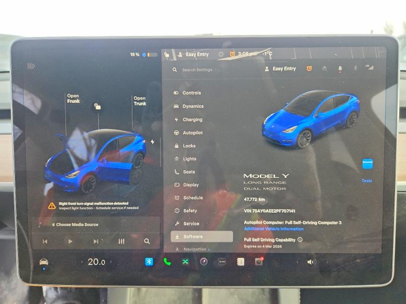 77014495 :رقم المزاد ، 7SAYGAEE2PF707141 vin ، 2023 Tesla Model Y مزاد بيع