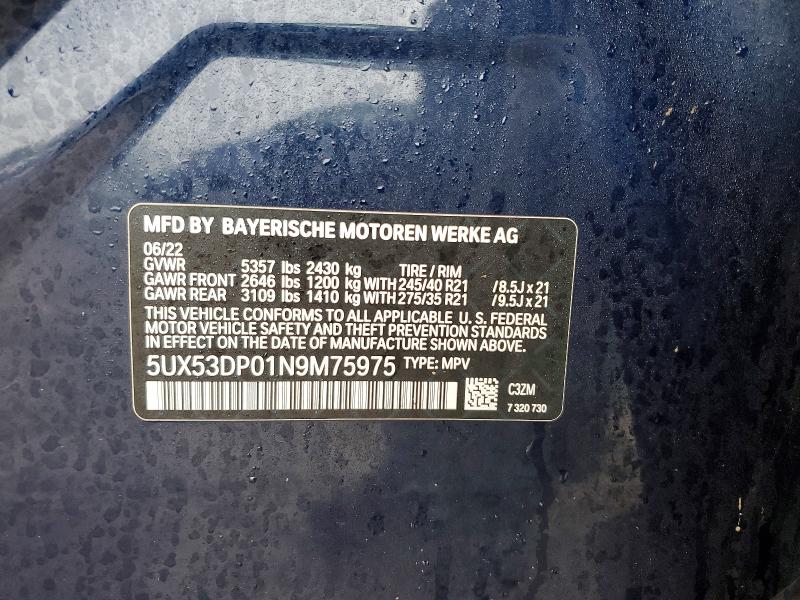 Продажа на аукционе авто 2022 Bmw X3, vin: 5UX53DP01N9M75975, номер лота: 77463235