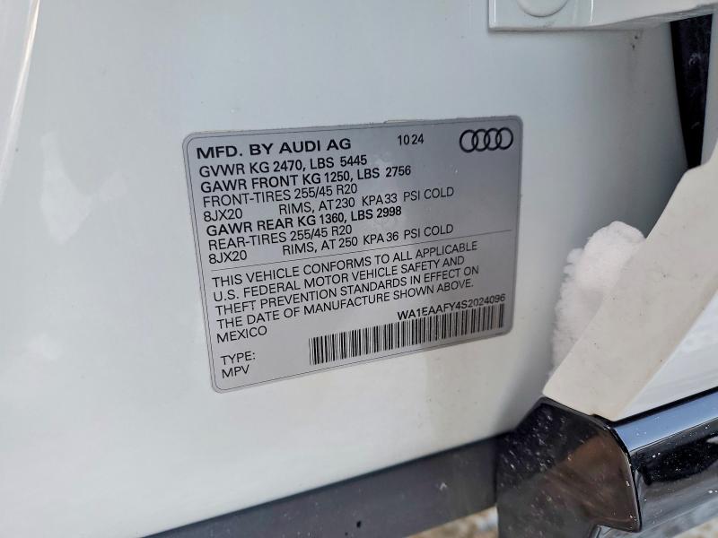 2025 Audi Q5 მანქანა იყიდება აუქციონზე, vin: WA1EAAFY4S2024096, აუქციონის ნომერი: 72523345