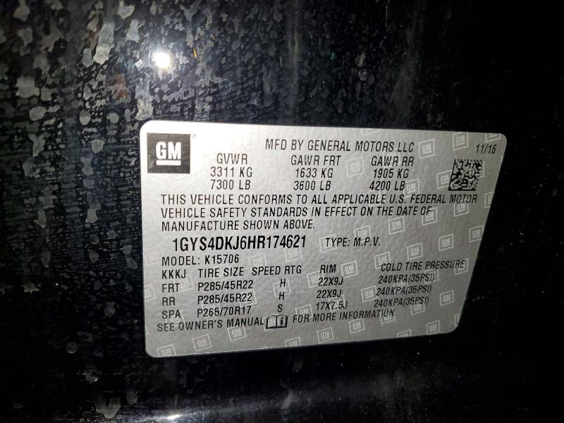 2017 Cadillac Escalade მანქანა იყიდება აუქციონზე, vin: 1GYS4DKJ6HR174621, აუქციონის ნომერი: 77763605