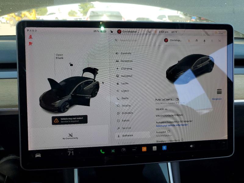 2019 Tesla Model 3 მანქანა იყიდება აუქციონზე, vin: 5YJ3E1EA3KF316745, აუქციონის ნომერი: 78976055