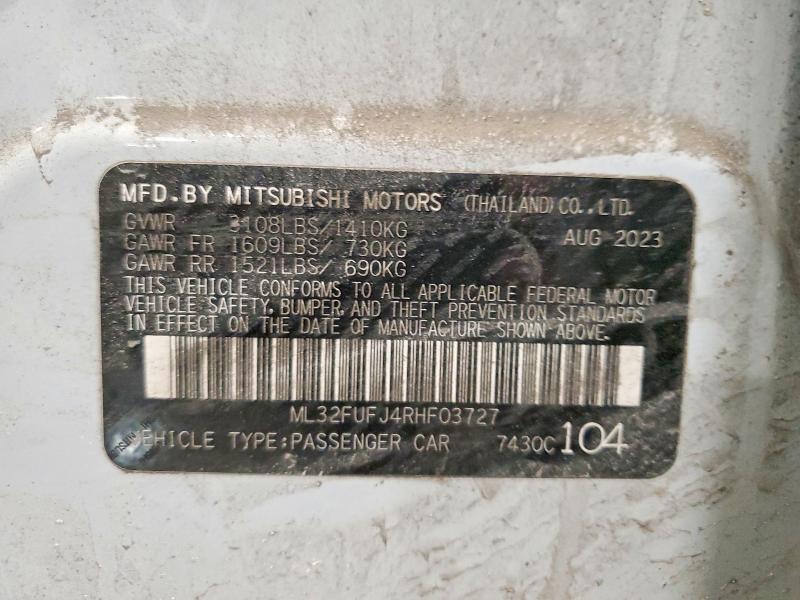 75366025 :رقم المزاد ، ML32FUFJ4RHF03727 vin ، 2024 Mitsubishi Mirage مزاد بيع
