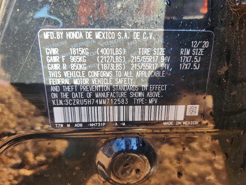 77340865 :رقم المزاد ، 3CZRU5H74MM712583 vin ، 2021 Honda Hr-v مزاد بيع