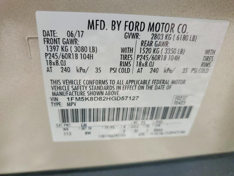 Aukcja sprzedaży 2017 Ford Explorer, vin: 1FM5K8D82HGD57127, numer aukcji: 78453825