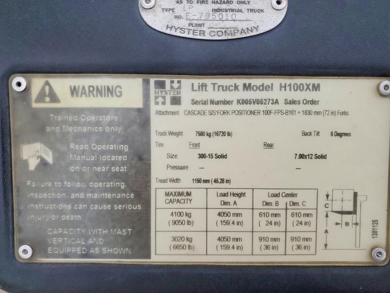 2003 Hyster Forklift მანქანა იყიდება აუქციონზე, vin: K005V05273A, აუქციონის ნომერი: 76242565