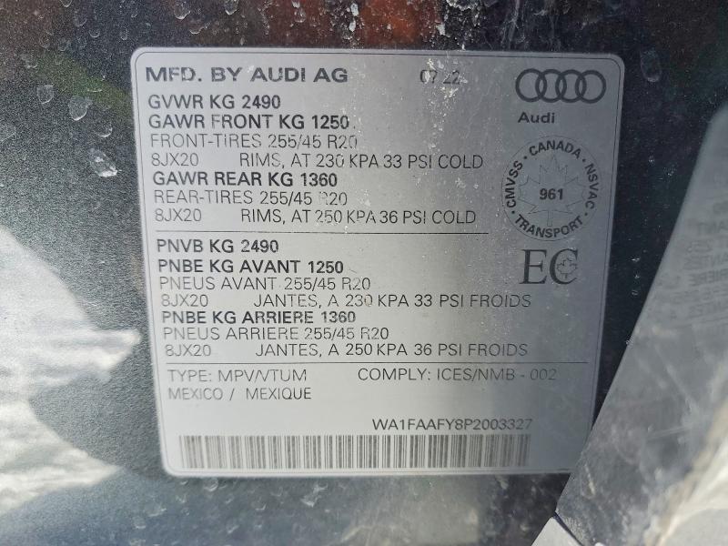 Продажа на аукционе авто 2023 Audi Q5, vin: WA1FAAFY8P2003327, номер лота: 78505945