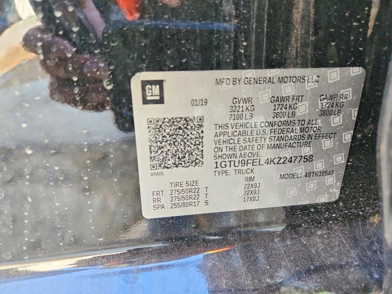 Aukcja sprzedaży 2019 Gmc Sierra, vin: 1GTU9FEL4KZ247758, numer aukcji: 75513965