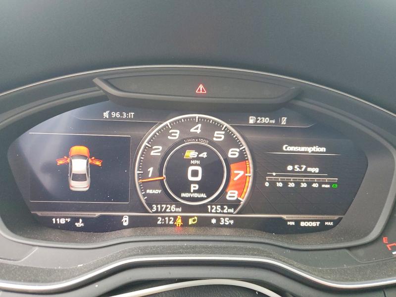 2019 Audi S4 მანქანა იყიდება აუქციონზე, vin: WAUC4AF48KA041973, აუქციონის ნომერი: 78536515