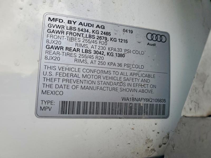 Продажа на аукционе авто 2019 Audi Q5, vin: WA1BNAFY6K2105835, номер лота: 77363205