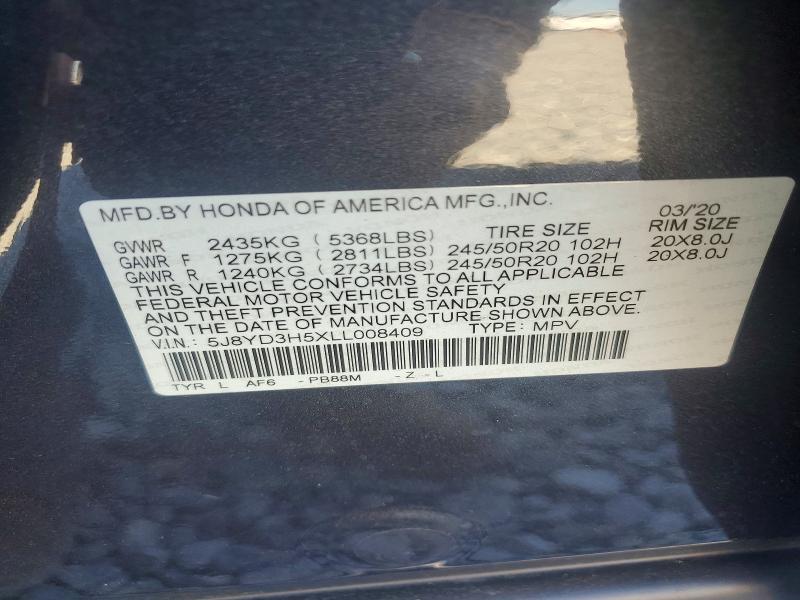 Продажа на аукционе авто 2020 Acura Mdx Techno, vin: 5J8YD3H5XLL008409, номер лота: 76020455
