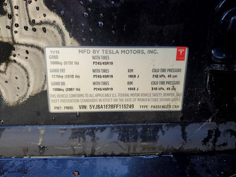 Продажа на аукционе авто 2015 Tesla Model S, vin: 5YJSA1E28FF115249, номер лота: 78111885