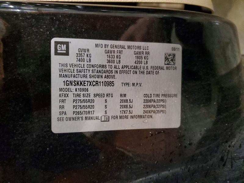 Aukcja sprzedaży 2012 Chevrolet Suburban, vin: 1GNSKKE7XCR110985, numer aukcji: 77220325