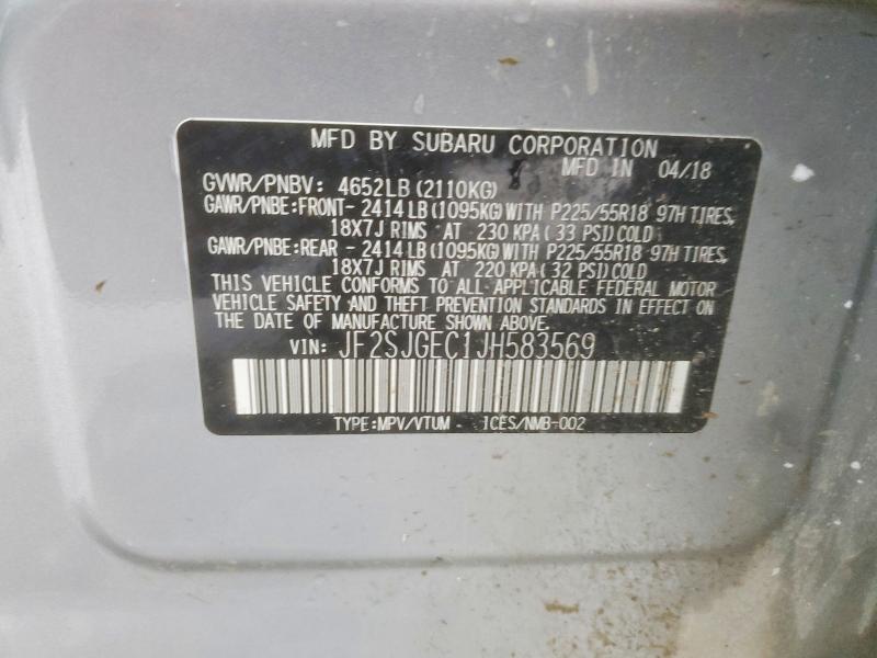 77555335 :رقم المزاد ، JF2SJGEC1JH583569 vin ، 2018 Subaru Forester مزاد بيع