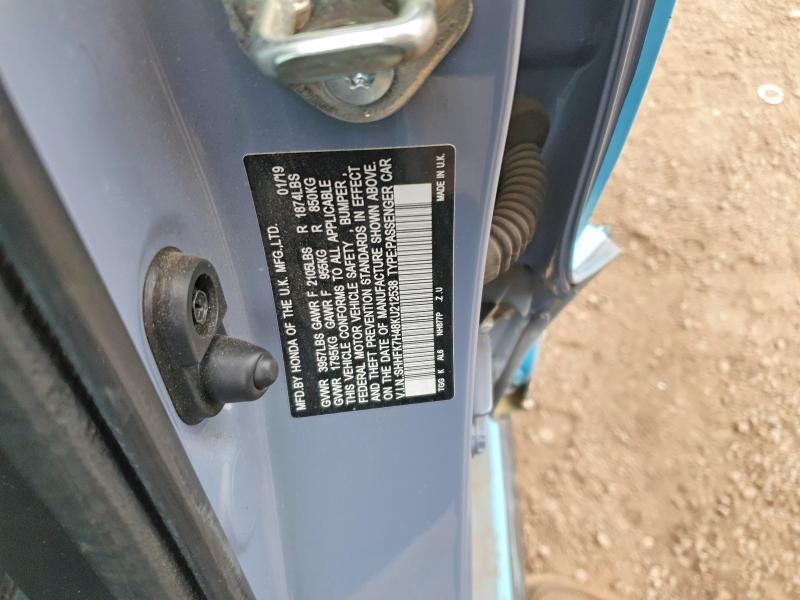 Auction sale of the 2019 Honda Civic, vin: SHHFK7H48KU212538, lot number: 75682895