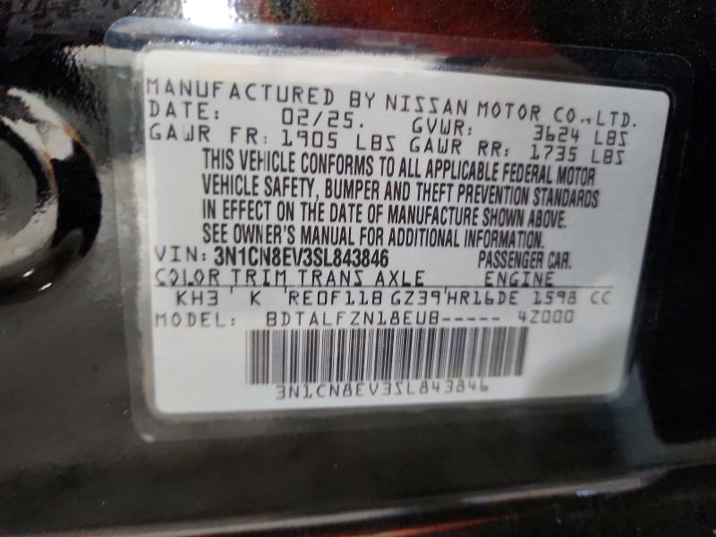 Aukcja sprzedaży 2025 Nissan Versa, vin: 3N1CN8EV3SL843846, numer aukcji: 76040215
