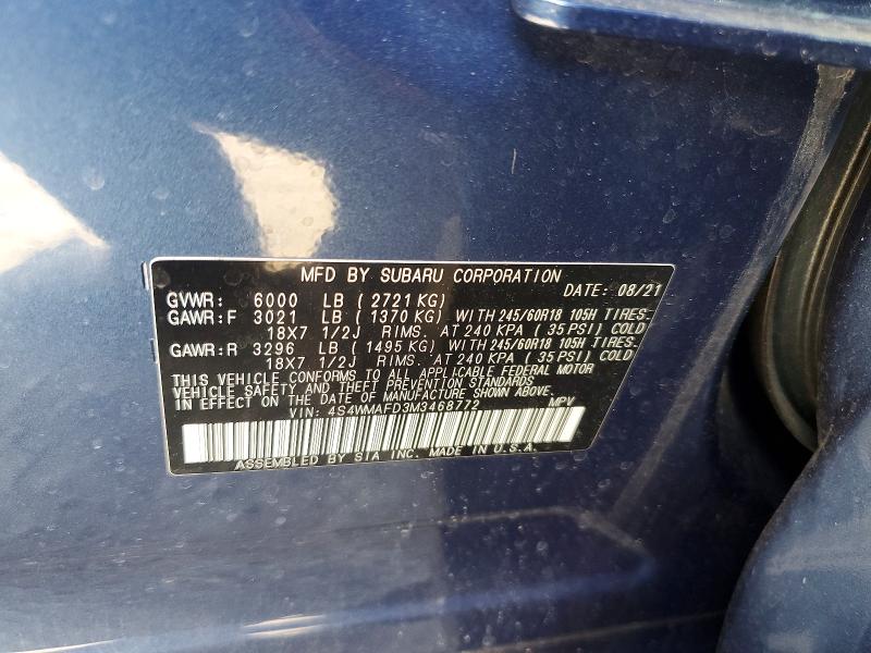 Продажа на аукционе авто 2021 Subaru Ascent, vin: 4S4WMAFD3M3468772, номер лота: 78350265