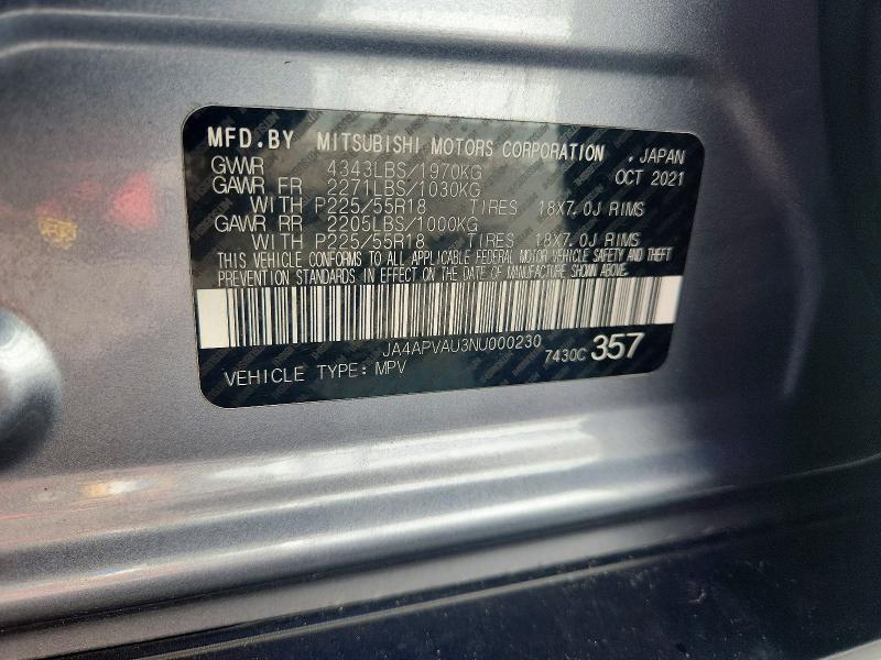 Продаж на аукціоні авто 2022 Mitsubishi Outlander Sport, vin: JA4APVAU3NU000230, номер лоту: 77931545