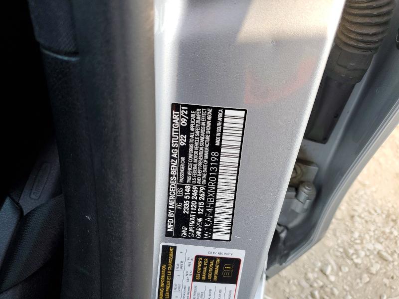 2022 Mercedes-benz C მანქანა იყიდება აუქციონზე, vin: W1KAF4HBXNR013198, აუქციონის ნომერი: 75171425