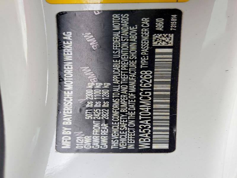Продажа на аукционе авто 2021 Bmw M440i, vin: WBA53AT04MCG16268, номер лота: 76664285