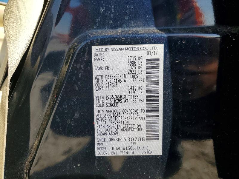 Aukcja sprzedaży 2017 Infiniti Qx60, vin: 5N1DL0MN3HC530788, numer aukcji: 79000065