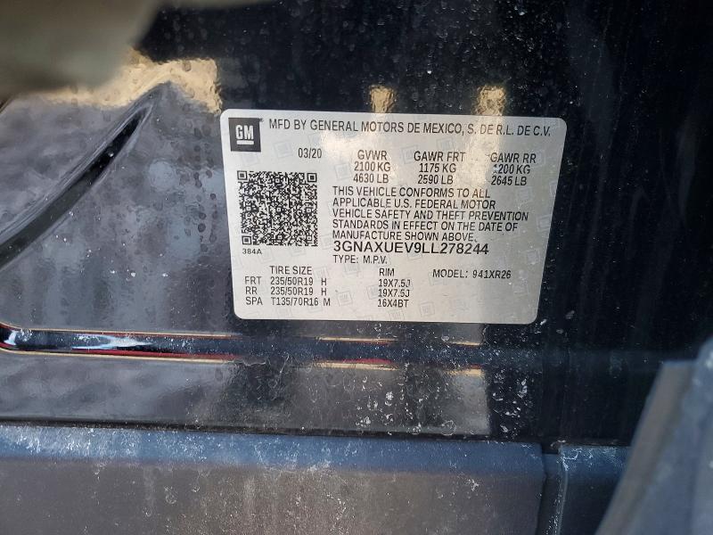 Aukcja sprzedaży 2020 Chevrolet Equinox, vin: 3GNAXUEV9LL278244, numer aukcji: 77405975