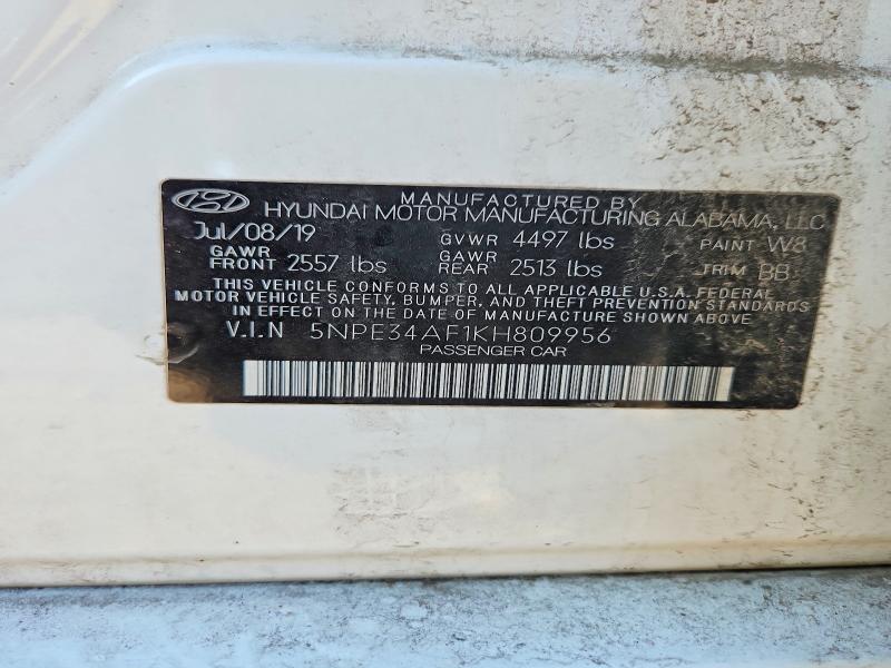 78623385 :رقم المزاد ، 5NPE34AF1KH809956 vin ، 2019 Hyundai Sonata مزاد بيع
