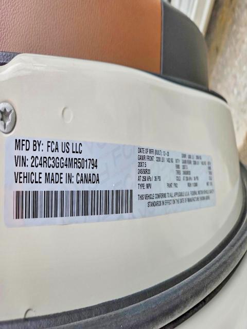 77766645 :رقم المزاد ، 2C4RC3GG4MR501794 vin ، 2021 Chrysler Pacifica مزاد بيع