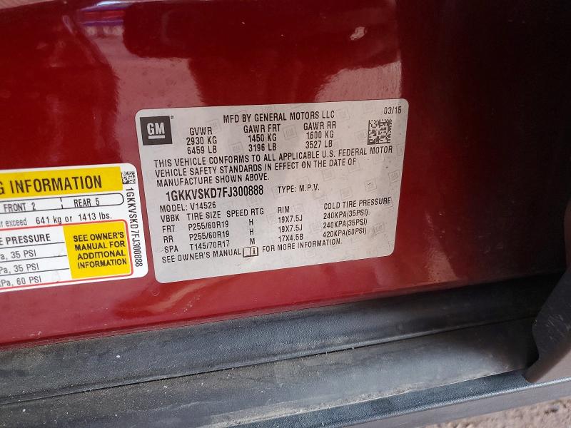 Aukcja sprzedaży 2015 Gmc Acadia, vin: 1GKKVSKD7FJ300888, numer aukcji: 76798165