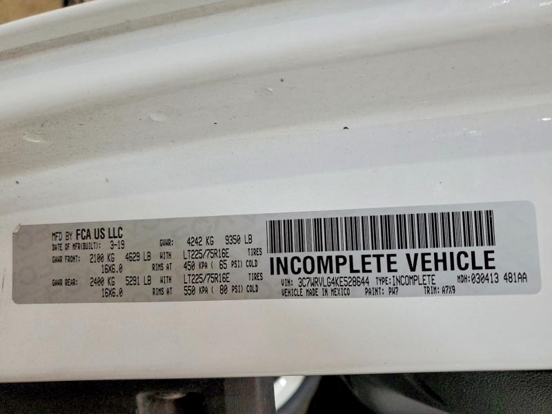Продаж на аукціоні авто 2019 Ram Promaster, vin: 3C7WRVLG4KE528644, номер лоту: 77274845