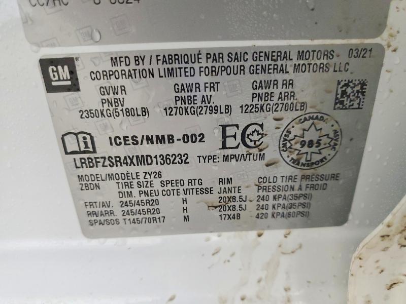 Aukcja sprzedaży 2021 Buick Envision, vin: LRBFZSR4XMD136232, numer aukcji: 78902185