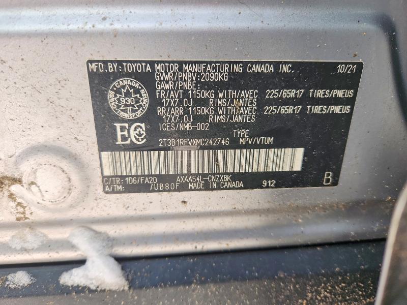 Aukcja sprzedaży 2021 Toyota Rav4, vin: 2T3B1RFVXMC242746, numer aukcji: 75861515
