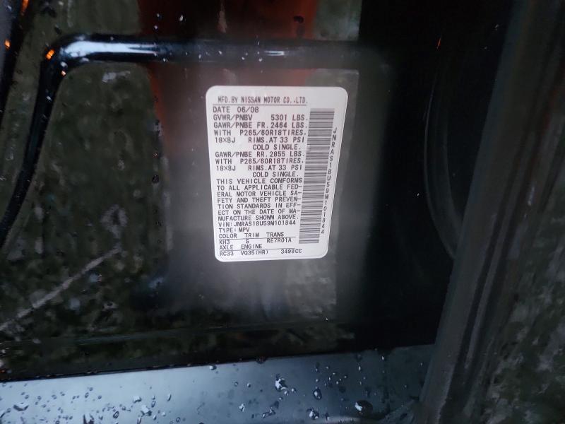 78129215 :رقم المزاد ، JNRAS18U59M101844 vin ، 2009 Infiniti Fx35 مزاد بيع