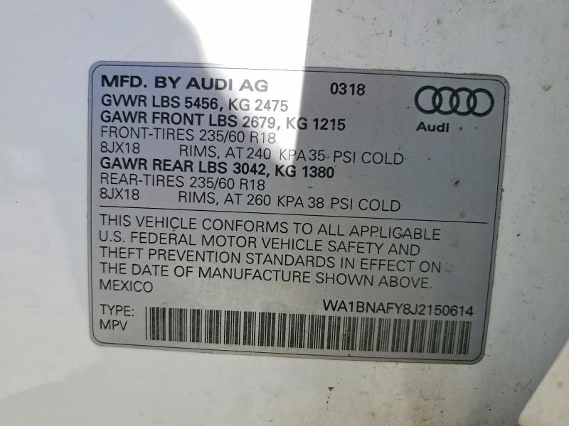 Продажа на аукционе авто 2018 Audi Q5, vin: WA1BNAFY8J2150614, номер лота: 76818035