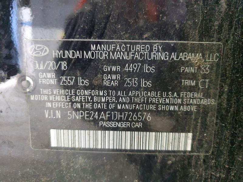 77614165 :رقم المزاد ، 5NPE24AF1JH726576 vin ، 2018 Hyundai Sonata Se مزاد بيع