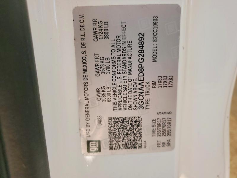 77745045 :رقم المزاد ، 3GCNAAED8PG284892 vin ، 2023 Chevrolet Silverado مزاد بيع