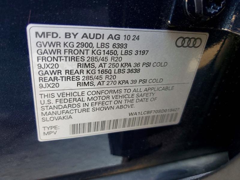 Aukcja sprzedaży 2025 Audi Q7, vin: WA1LCBF70SD018427, numer aukcji: 78841885